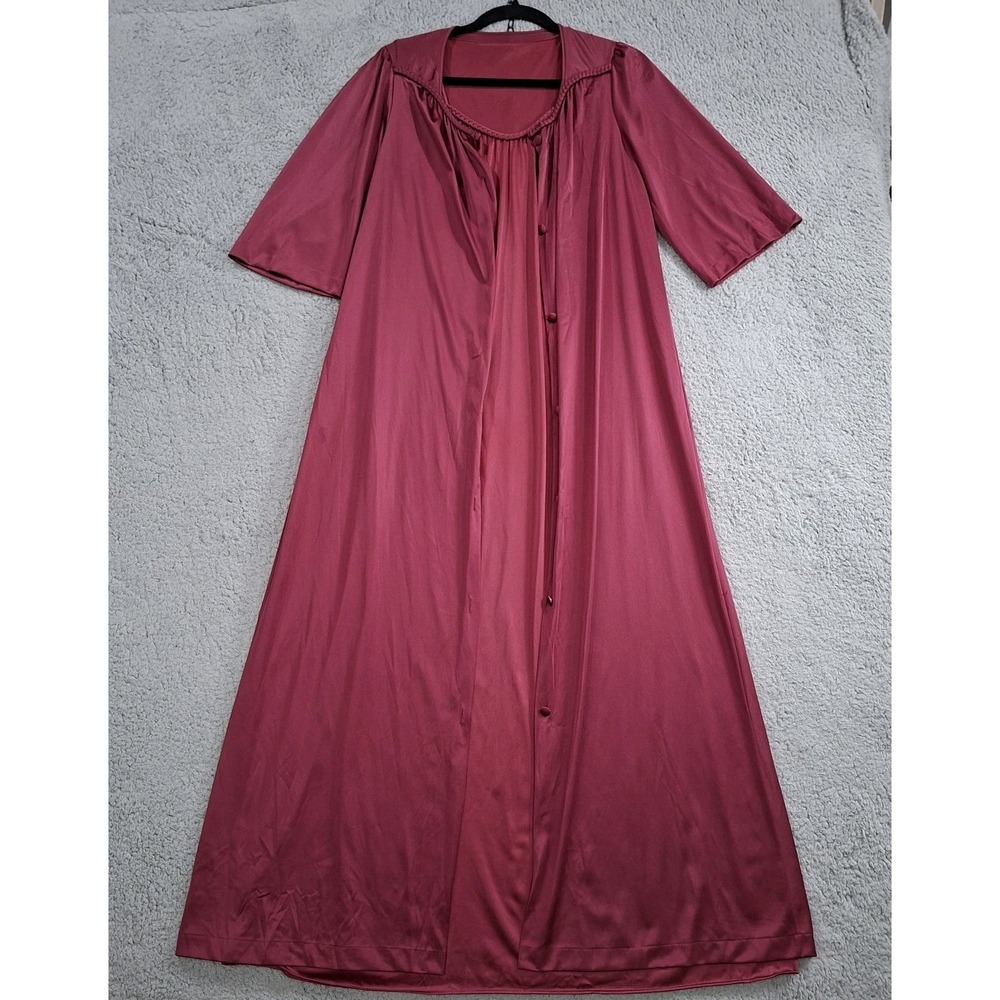 Vanity Fair Vintage Peignoir Set S Magenta Nylon Nightgown Robe USA 5474 04/26